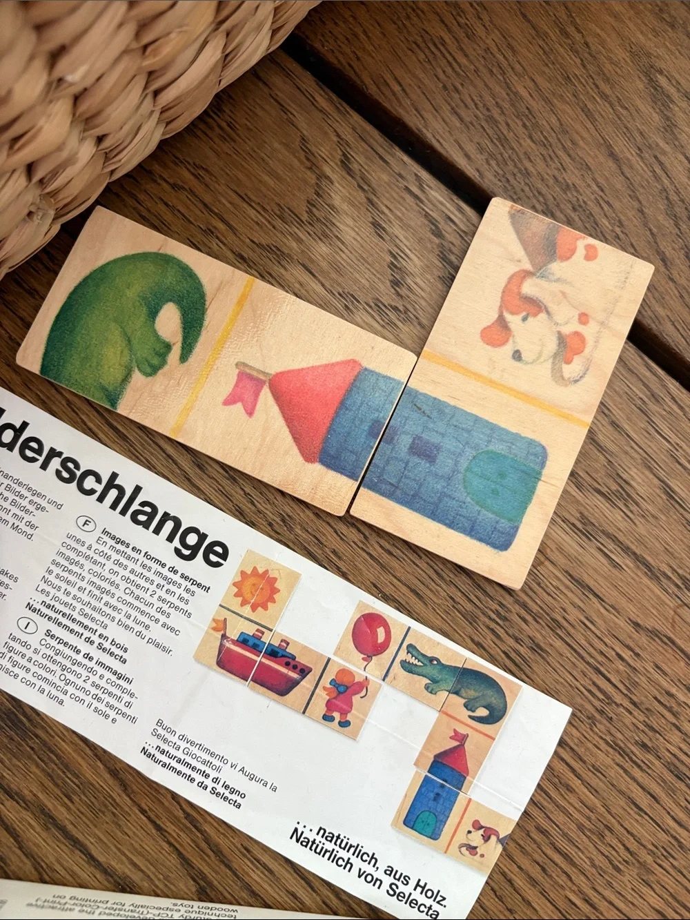 Selecta Spielzeug Bilderschlange Wooden Puzzle Snake Game Germany Montessori